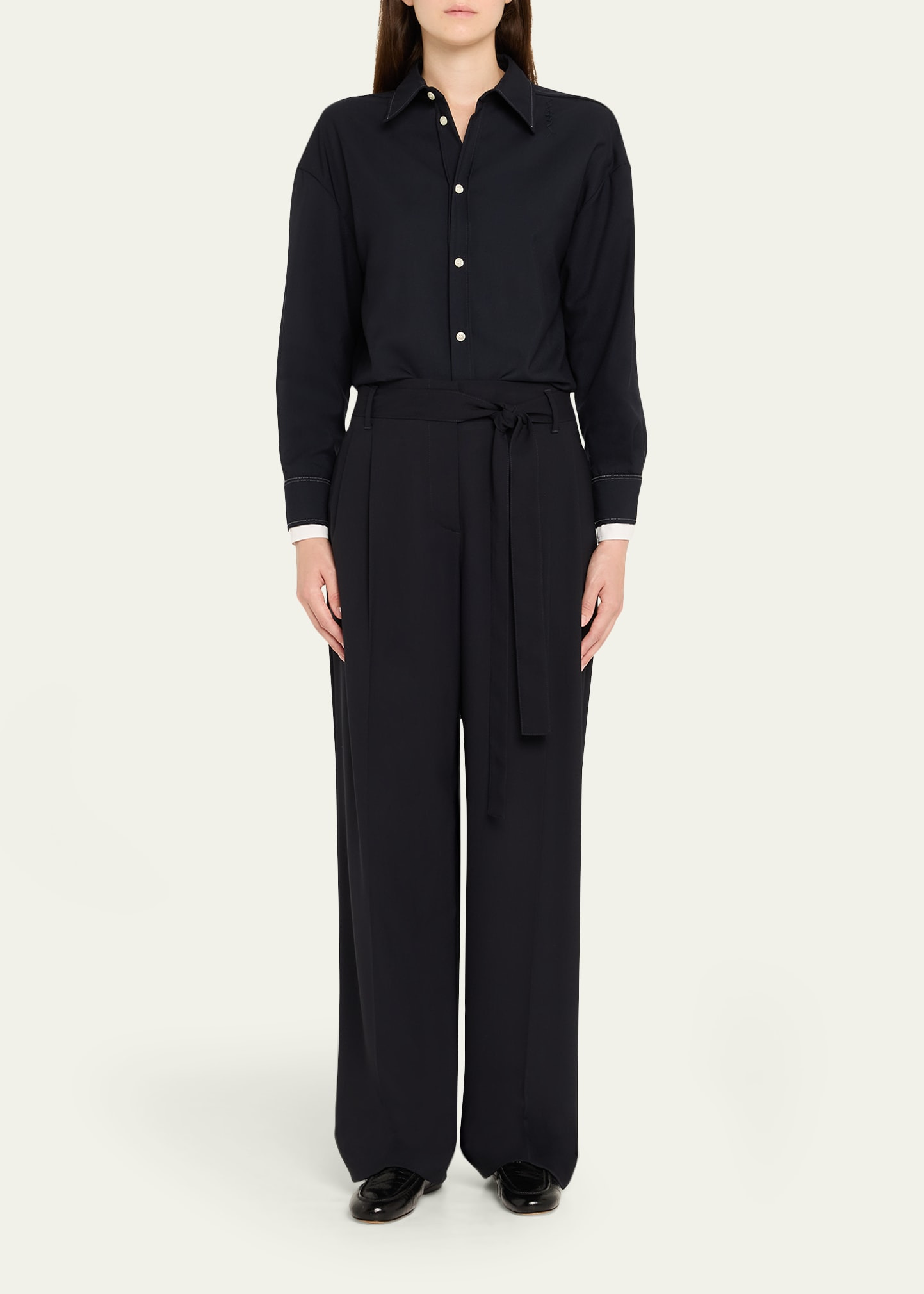 Double Contrast Cuff Button-Front Shirt - 2