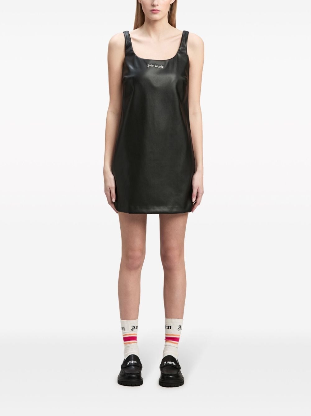 logo-embroidered square-neck minidress - 3