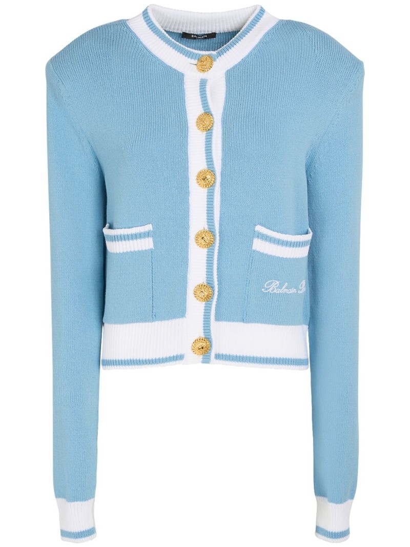 Balmain signature cotton blend cardigan - 1