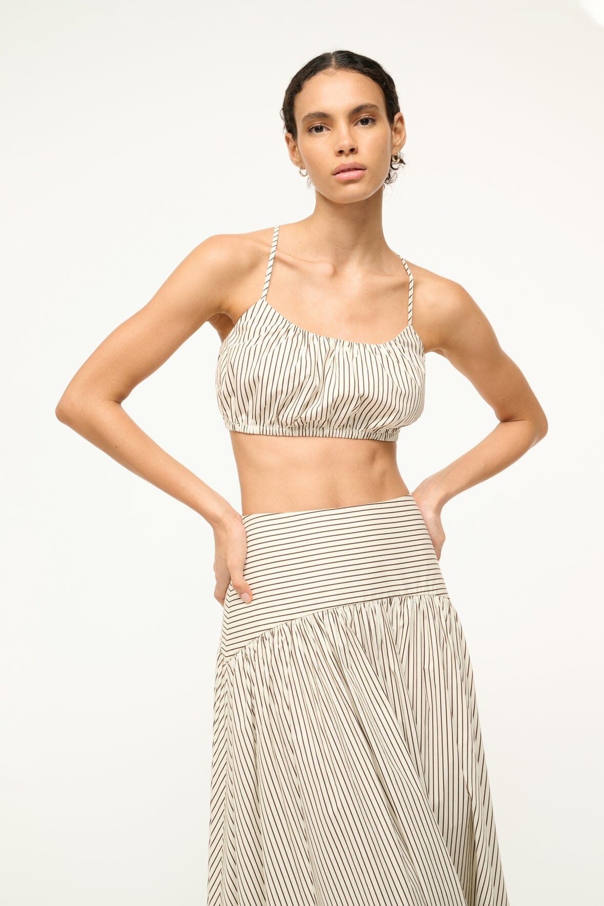 STAUD HAMMOCK TOP IVORY DARK OAK MICRO STRIPE - 3