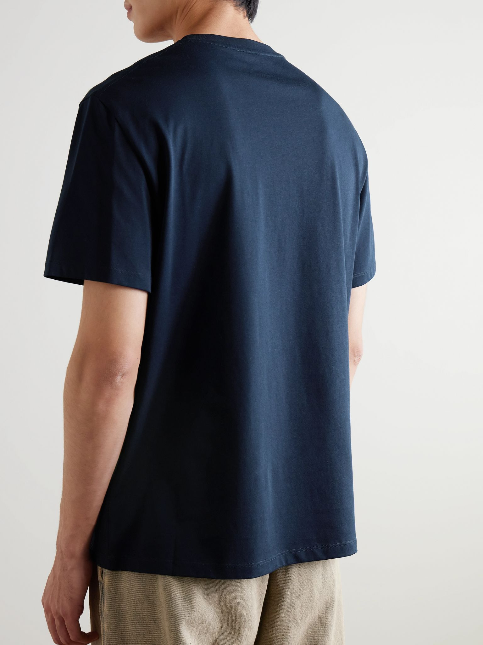 Logo-Embroidered Cotton-Jersey T-Shirt Navy - 3