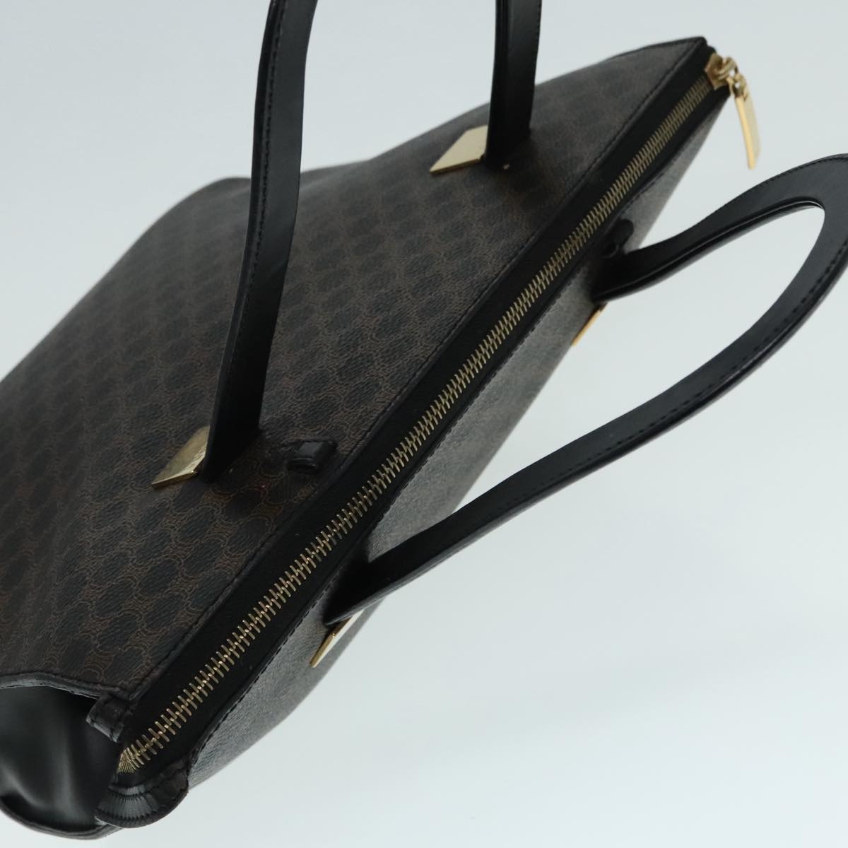 CELINE Macadam Canvas Hand Bag Pvc Leather Black Gold - 7