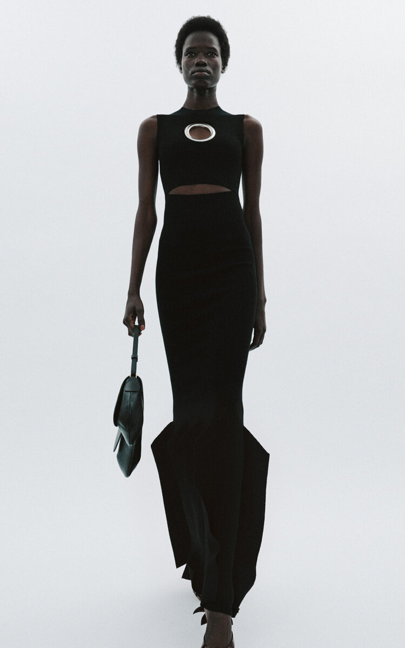 A.W.A.K.E. MODE Knit Dress With Hem Panel Detail black outlook