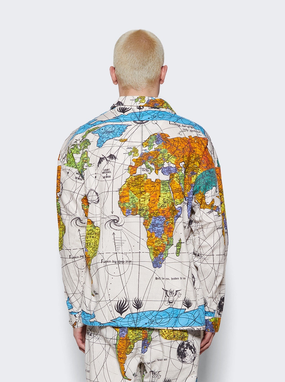 X DR WOO Pajama World Map Shirt White - 5