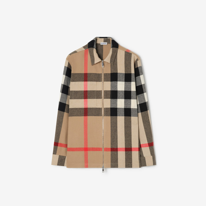 Check Wool Cotton Overshirt 1