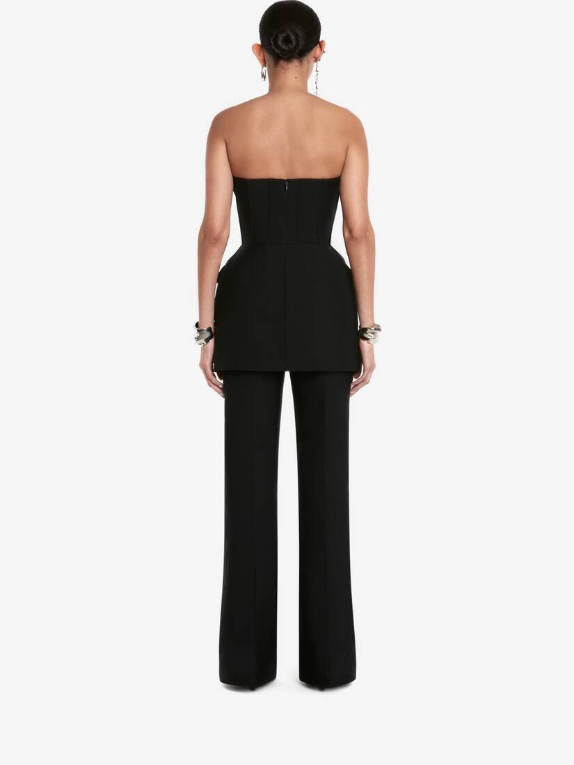 Women's Tuxedo Corset Top in Black - 4