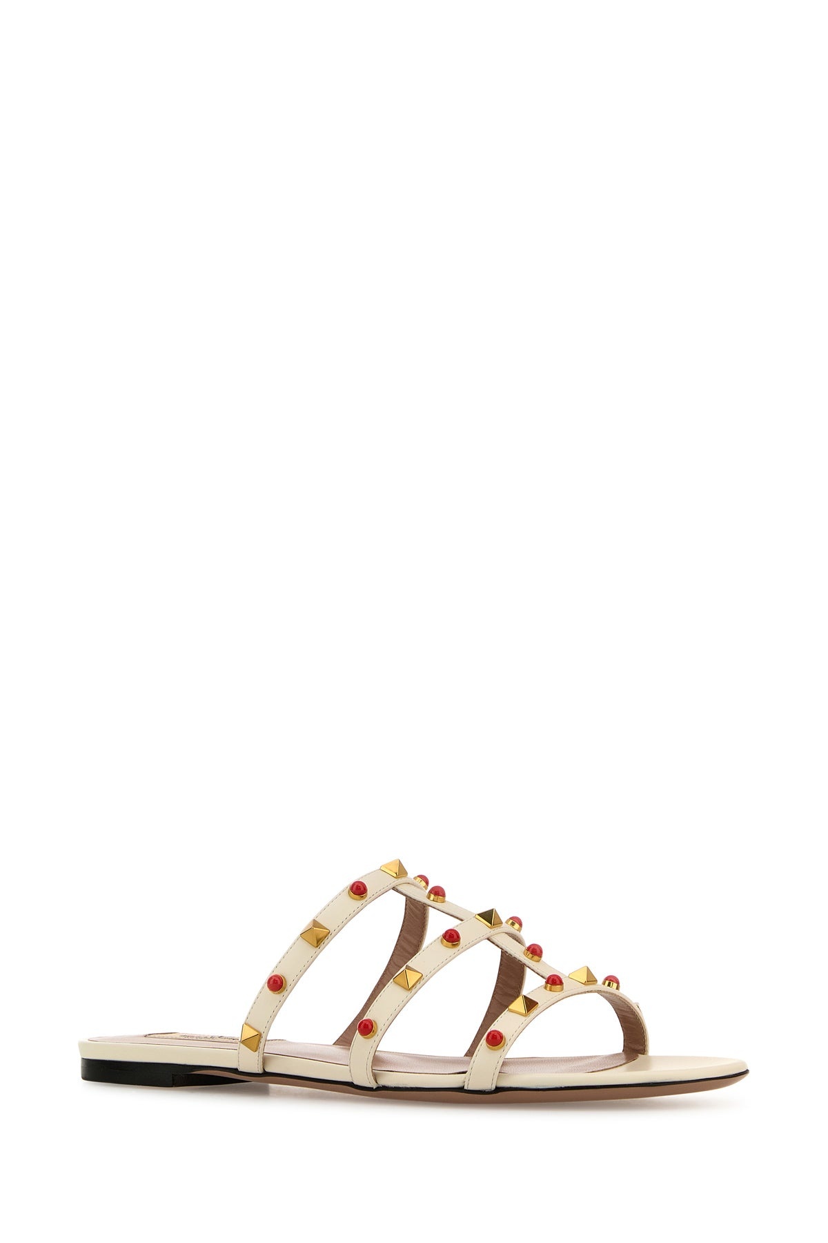 White leather Studs slippers - 2