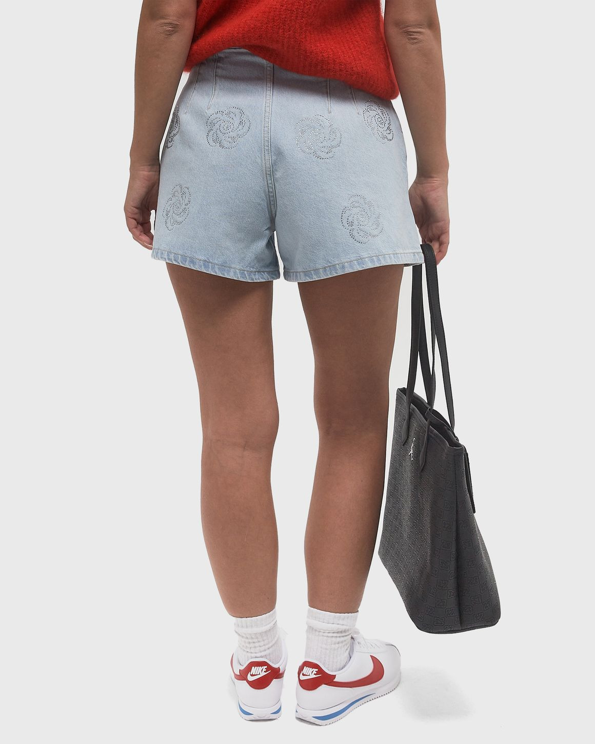 Denim Studs Shorts - 3