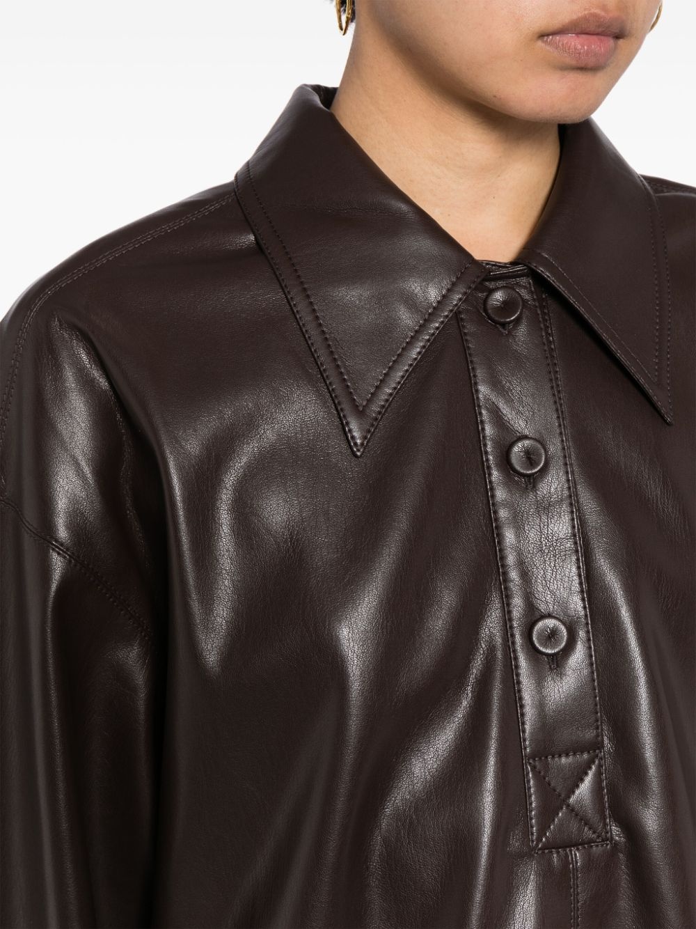 Clarice faux leather polo shirt - 5