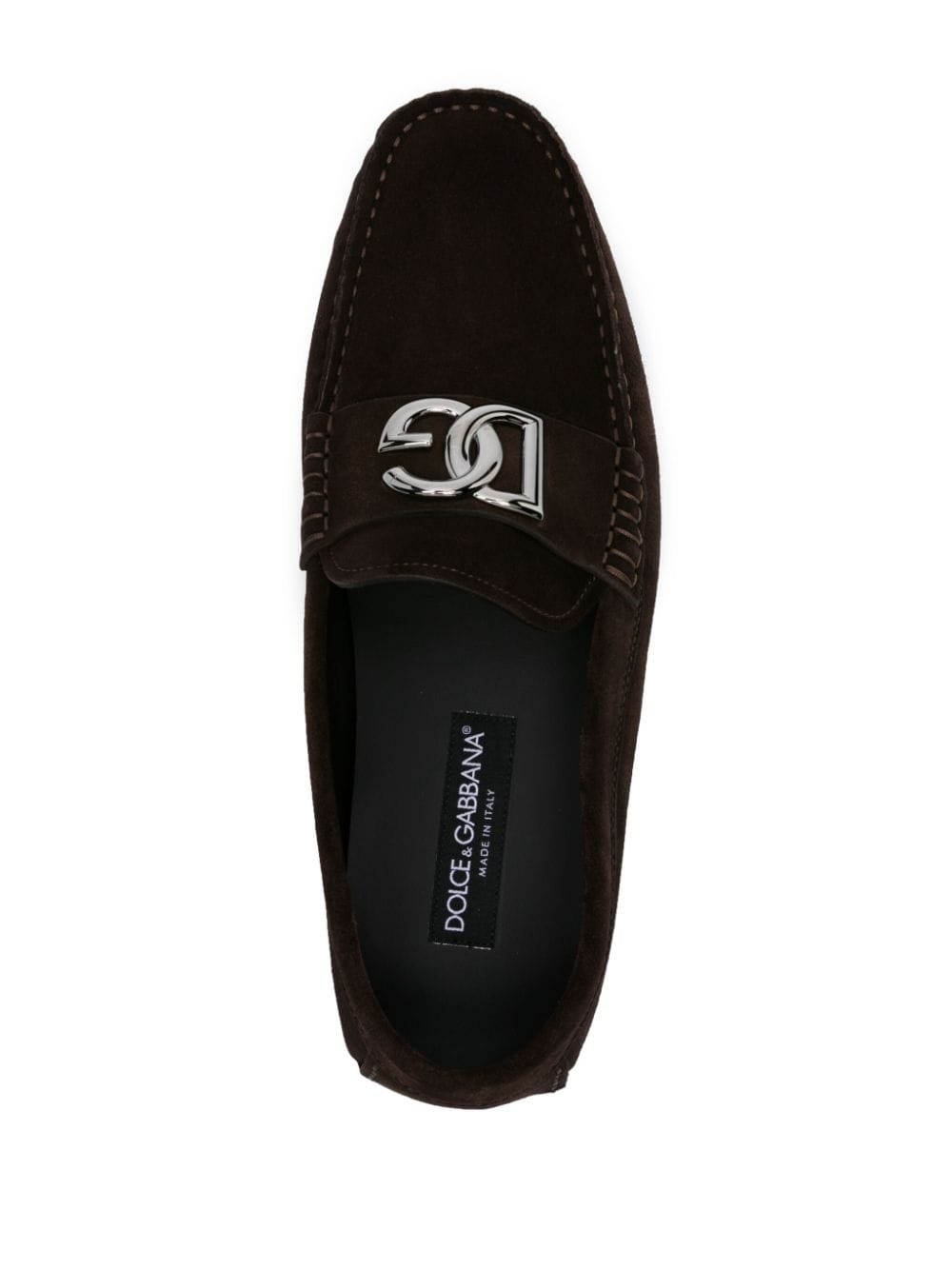 logo-plaque suede loafers - 4