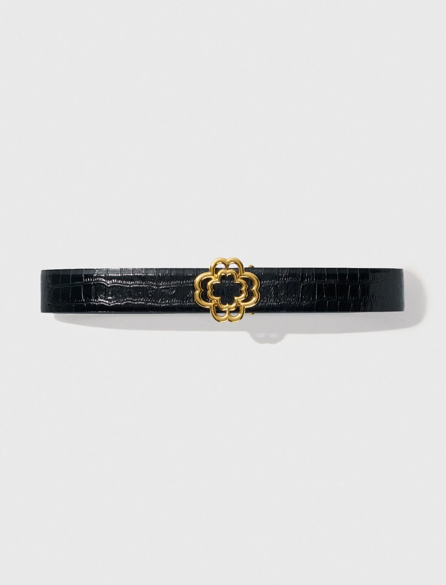 Croc-effect leather double M belt - 1
