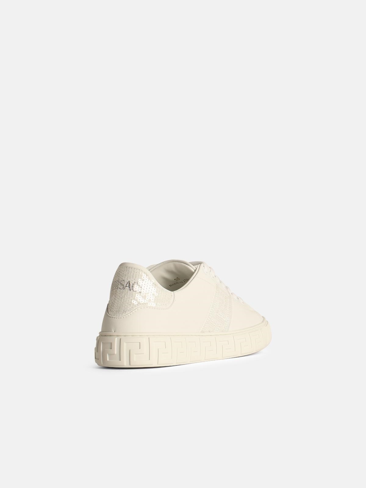 'GRECA' WHITE LEATHER SNEAKERS - 3