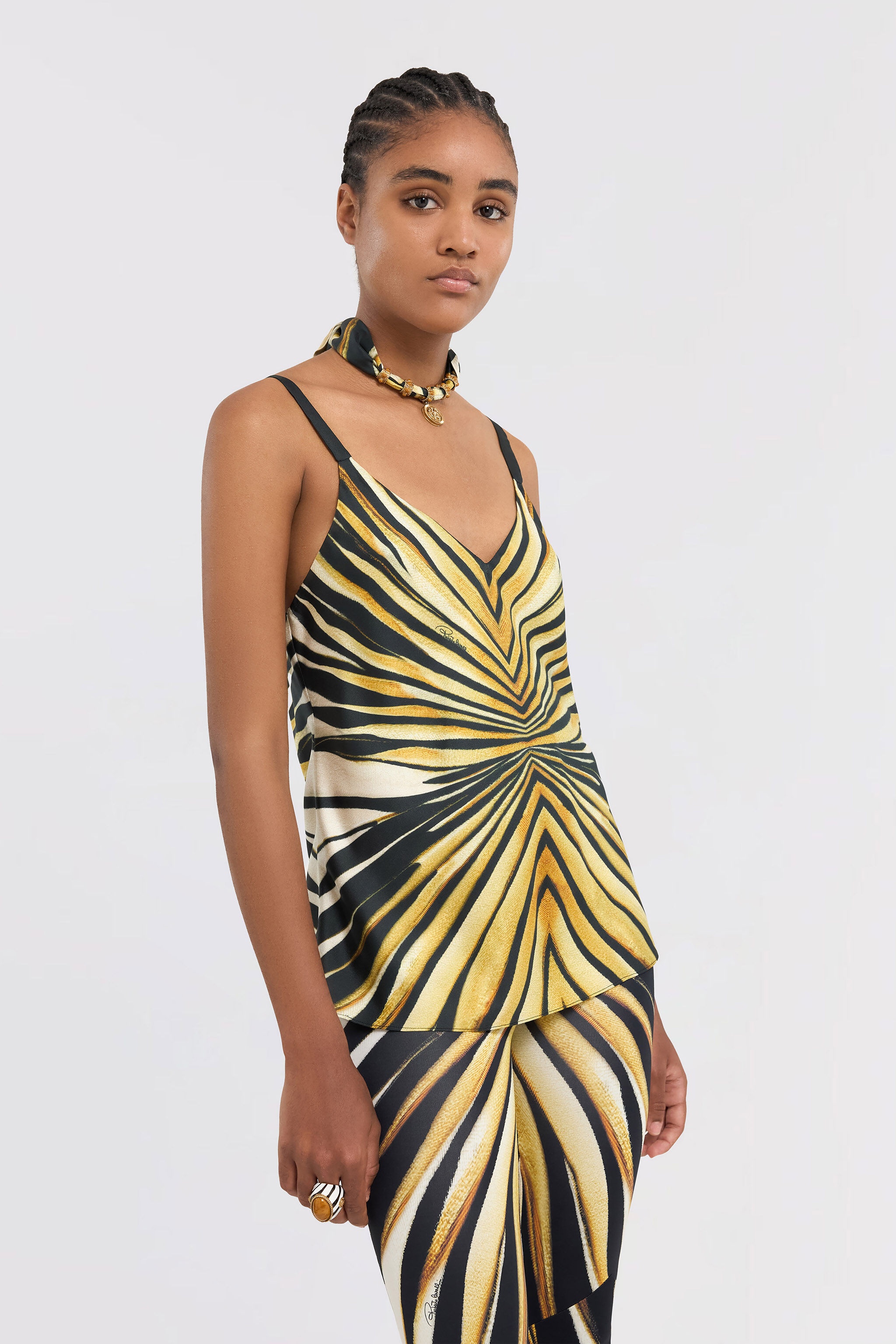 Ray Of Gold Print Silk Top - 5