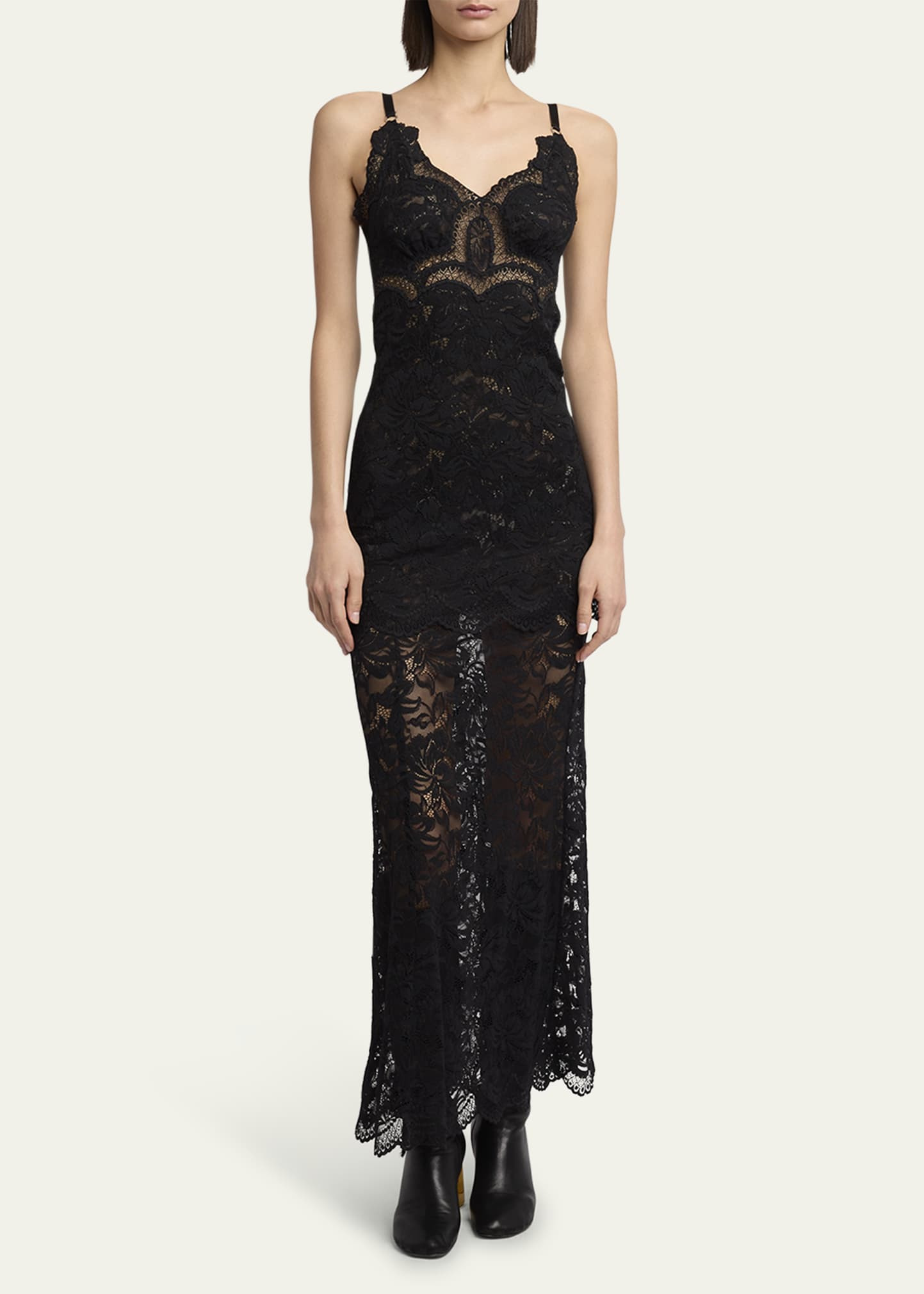 Long Lace Slip Dress - 2