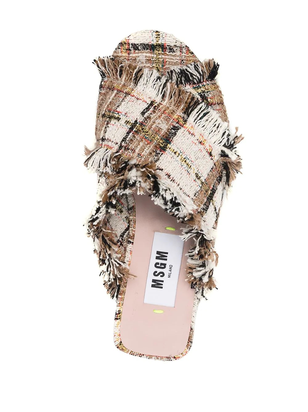 check print tweed sandals - 4