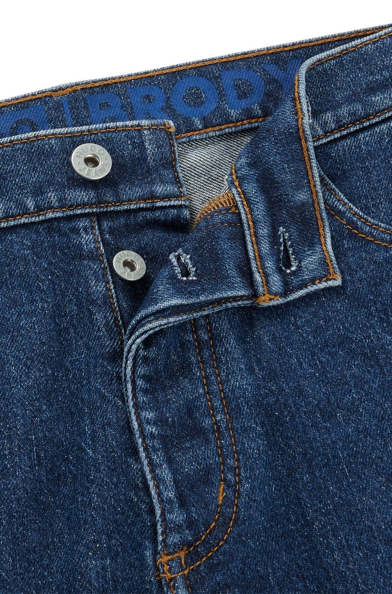 TAPERED-FIT JEANS IN BLUE STRETCH DENIM 6