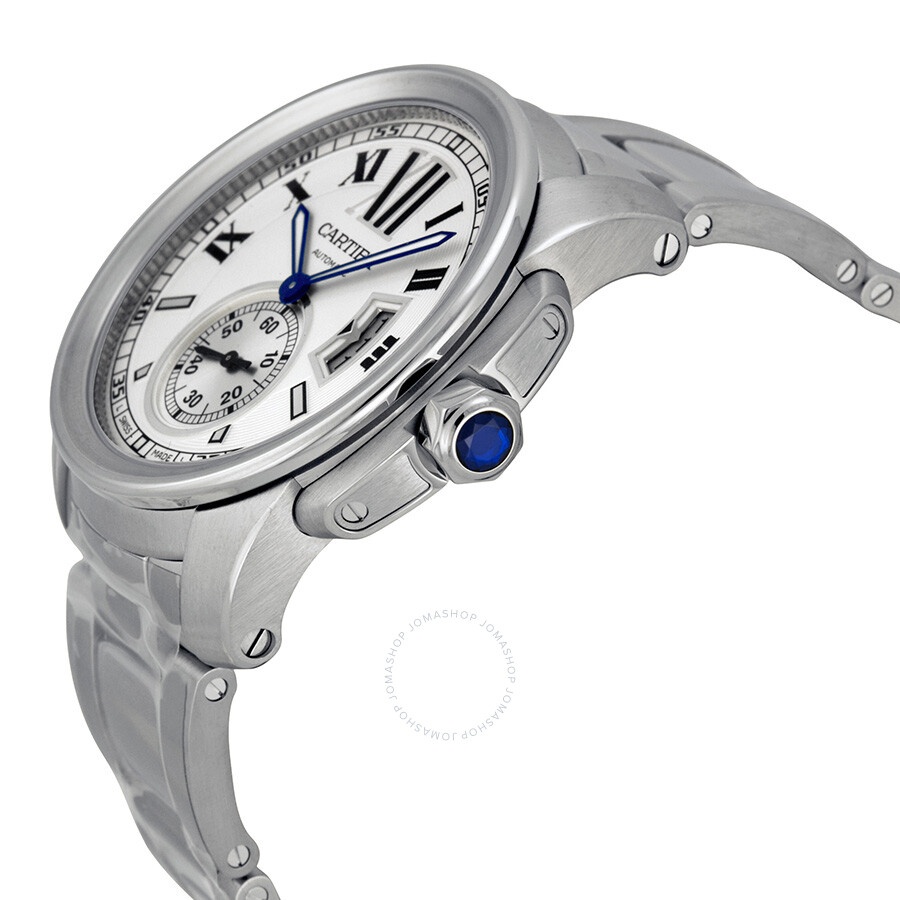 Pre-owned Cartier Calibre De Cartier Silver Opaline Dial Men's Watch W7100015 - 2