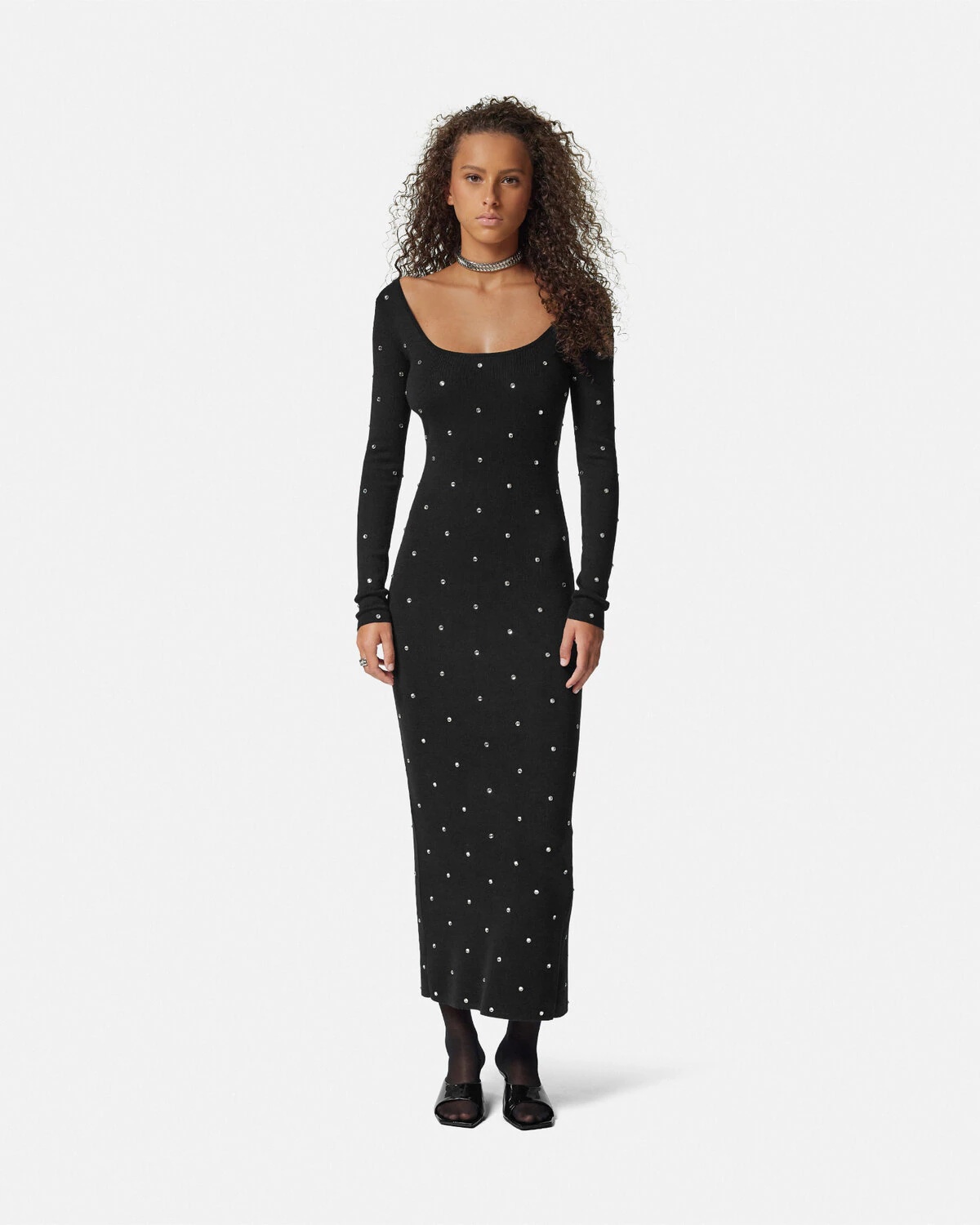 Cielo Stellato Wool Knit Scoop Long Dress - 4