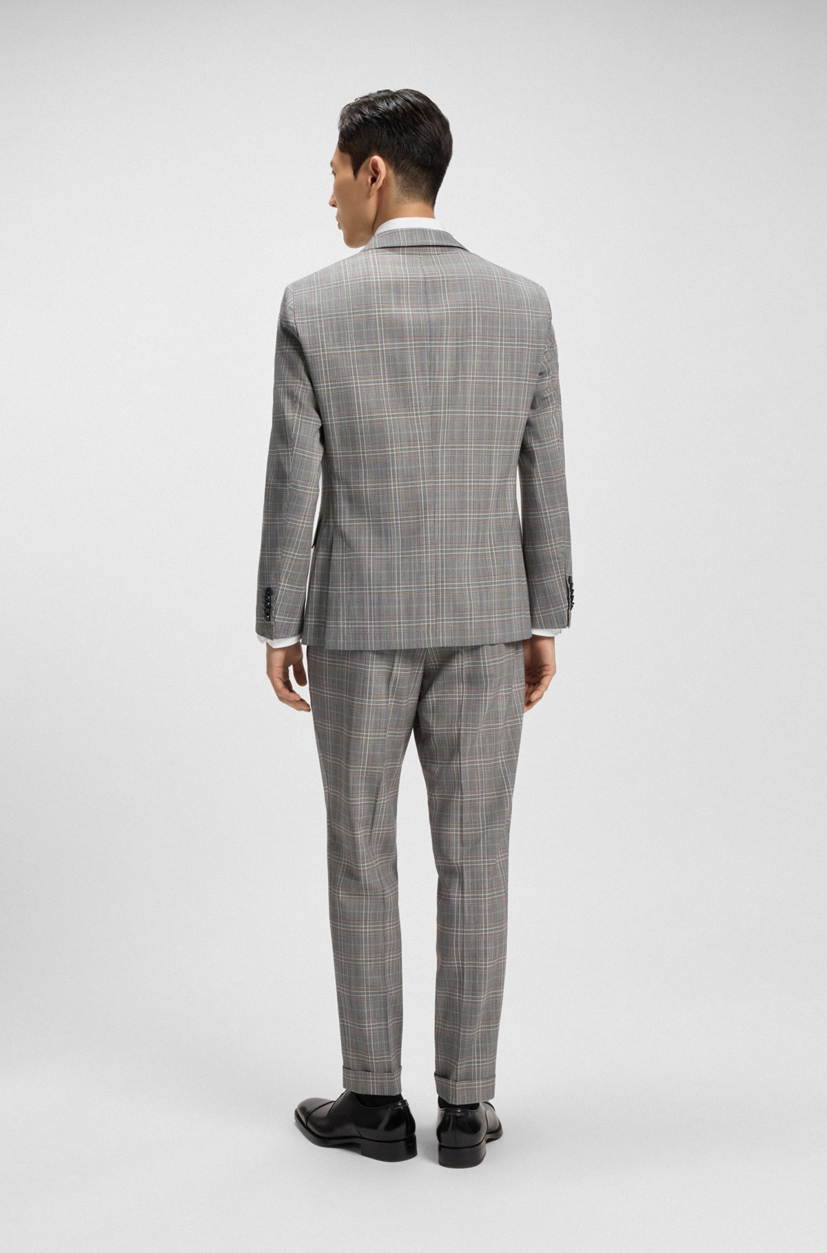 SLIM-FIT JACKET IN CHECKED VIRGIN WOOL - 4