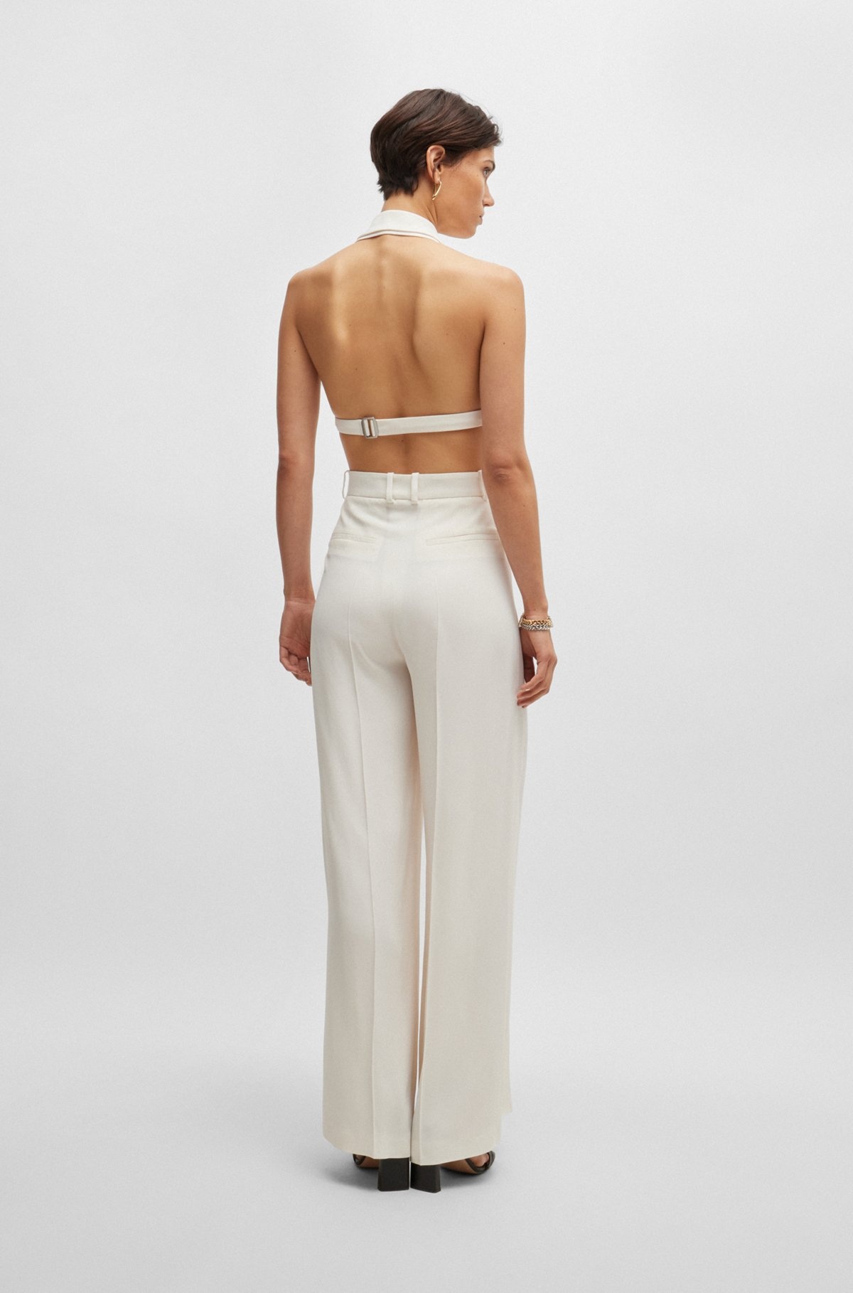 HALTERNECK JUMPSUIT WITH PEAK LAPELS - 4
