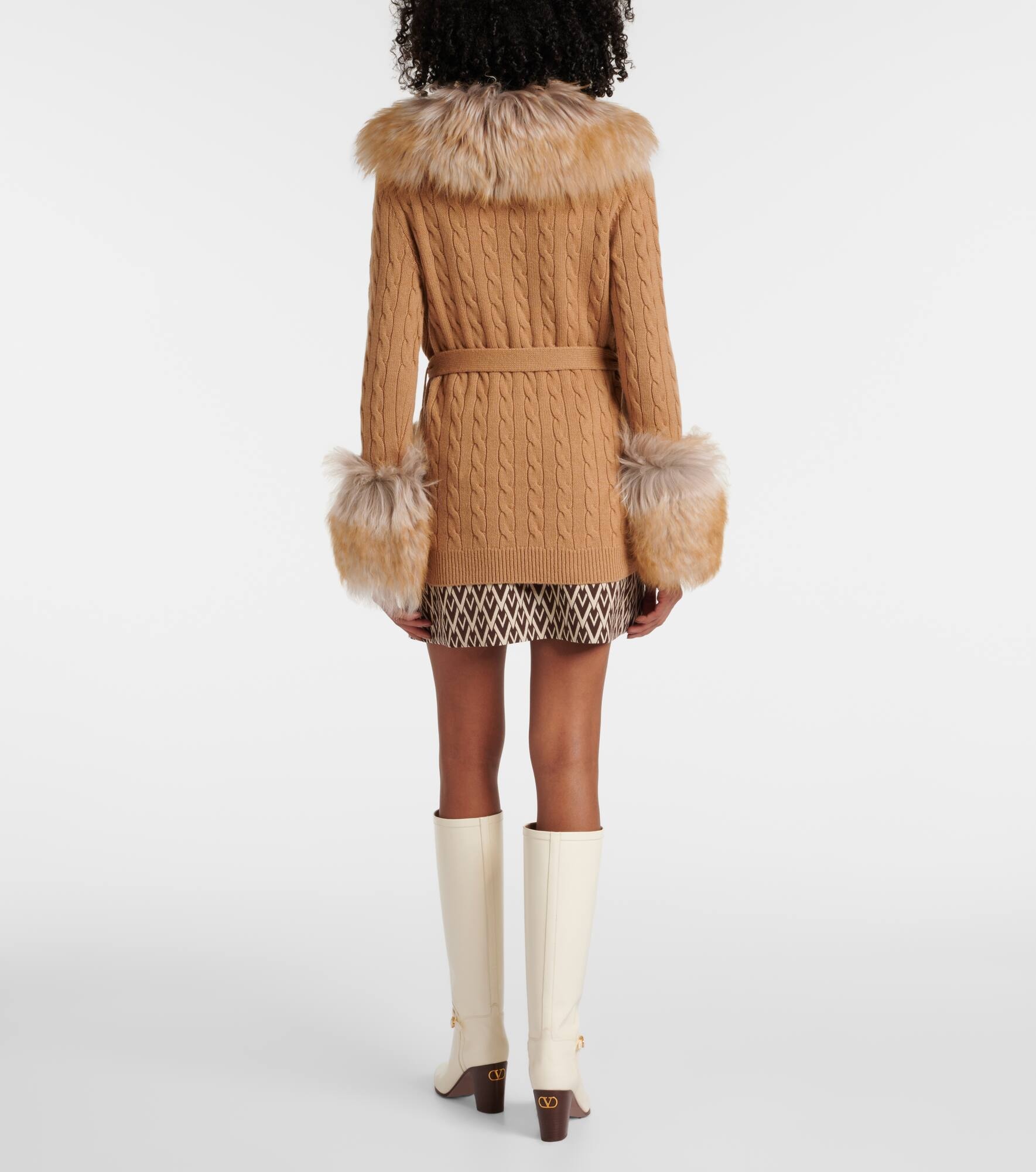 Shearling-trimmed cashmere cardigan - 3