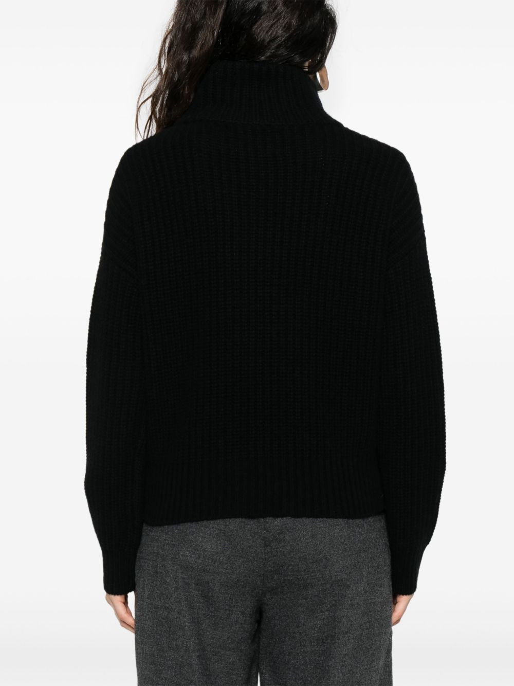 turtleneck ribbed jumper - 4