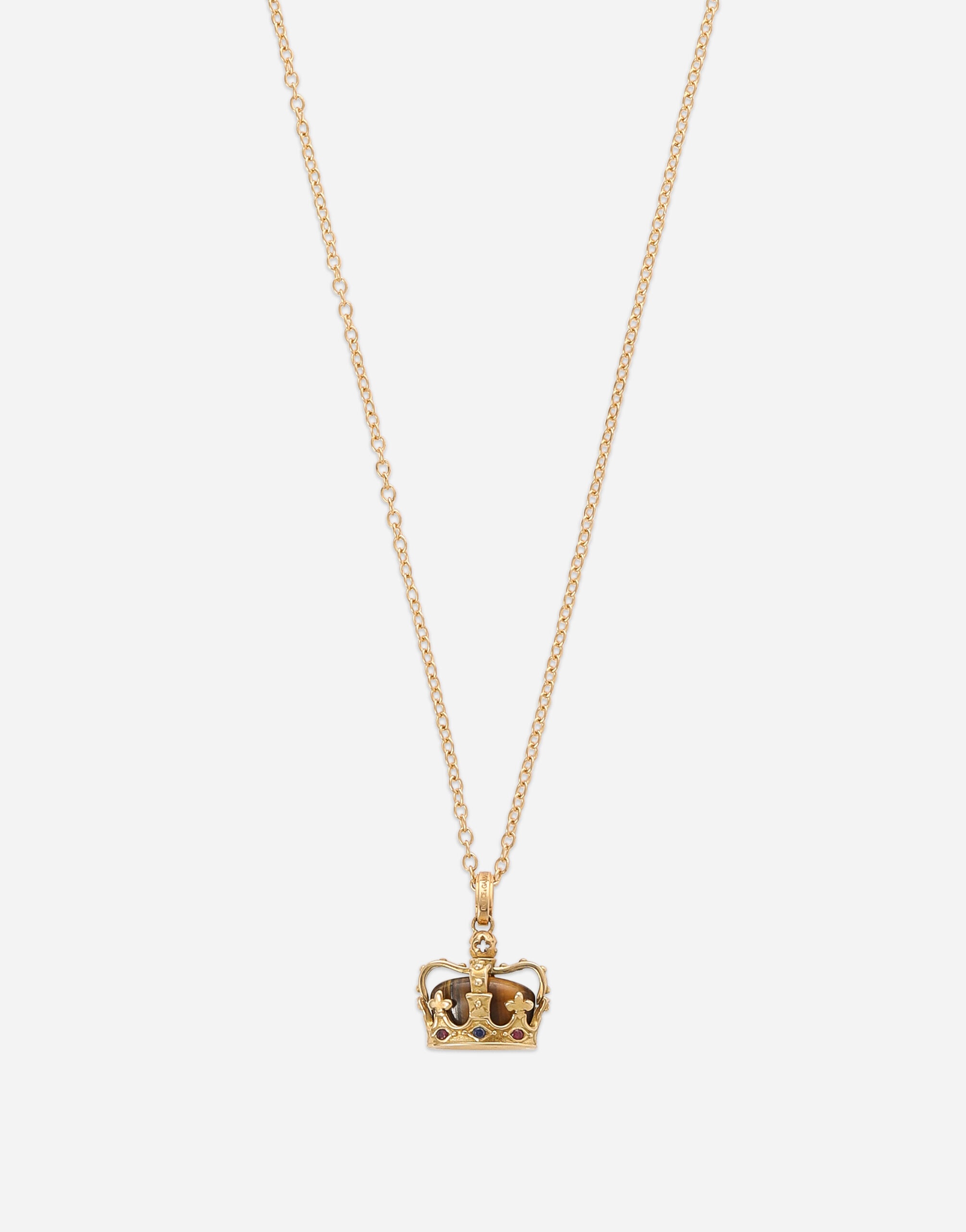 Crown yellow gold pendant with iron eye - 3