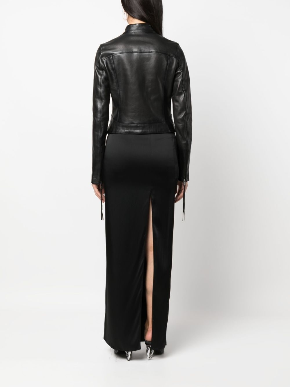 harness-detail leather jacket - 4