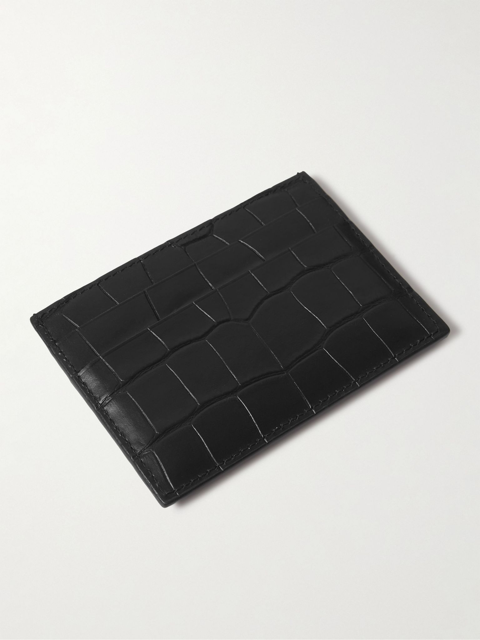 Logo-Print Croc-Effect Leather Cardholder Black - 2