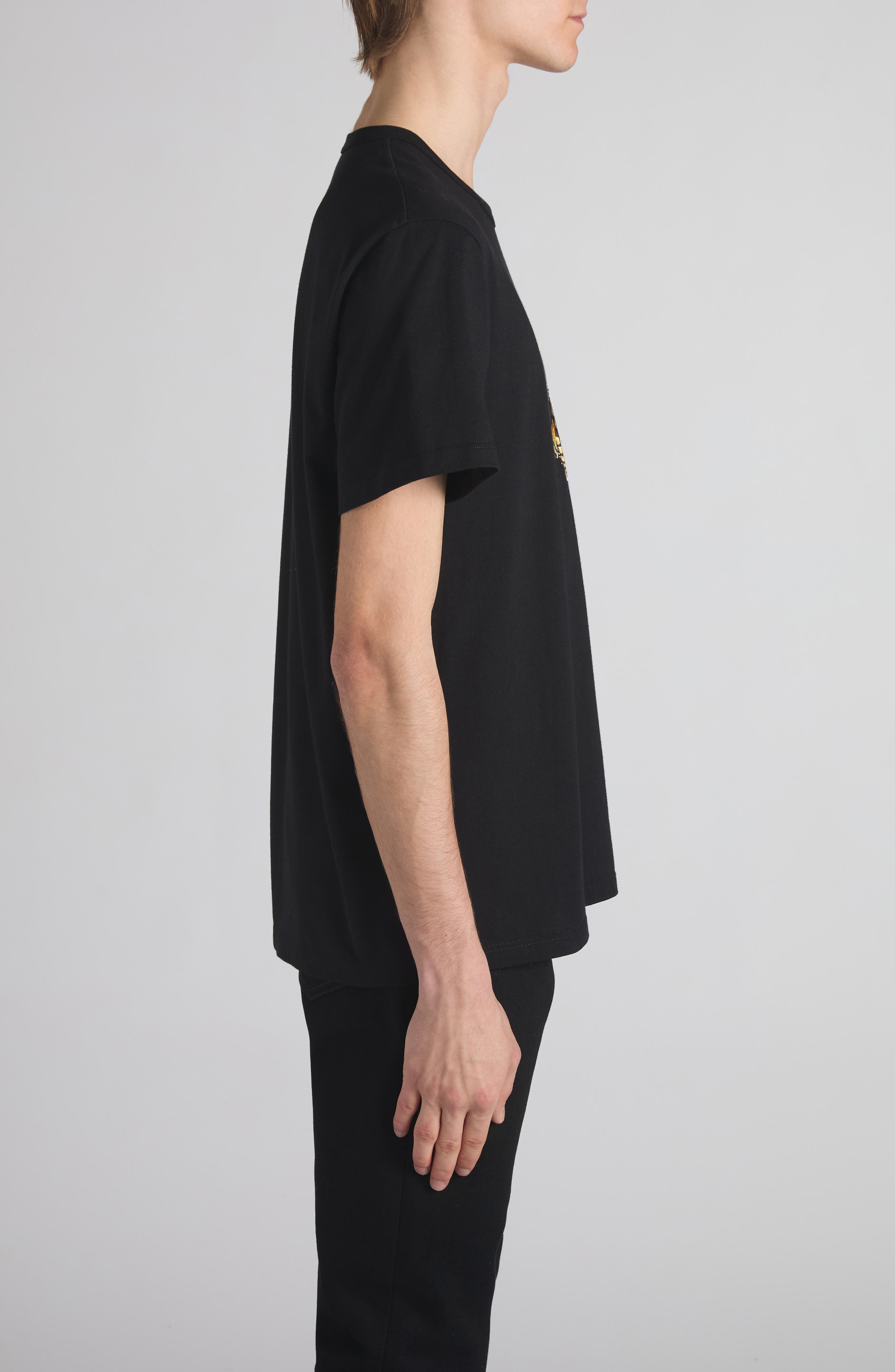 McQueen Logo Embroidered T-Shirt in Black/Yellow at Nordstrom - 4