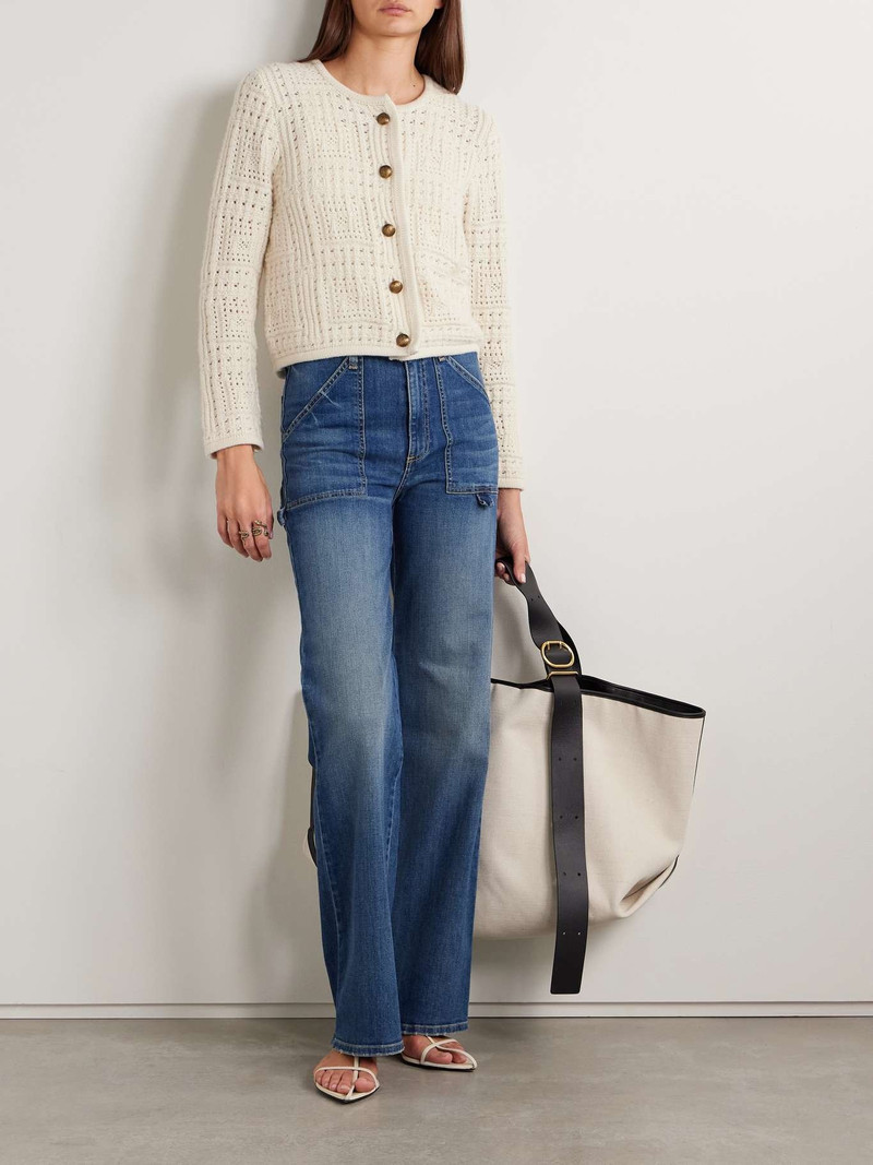 NILI LOTAN Harry pointelle-knit cashmere cardigan Ivory outlook