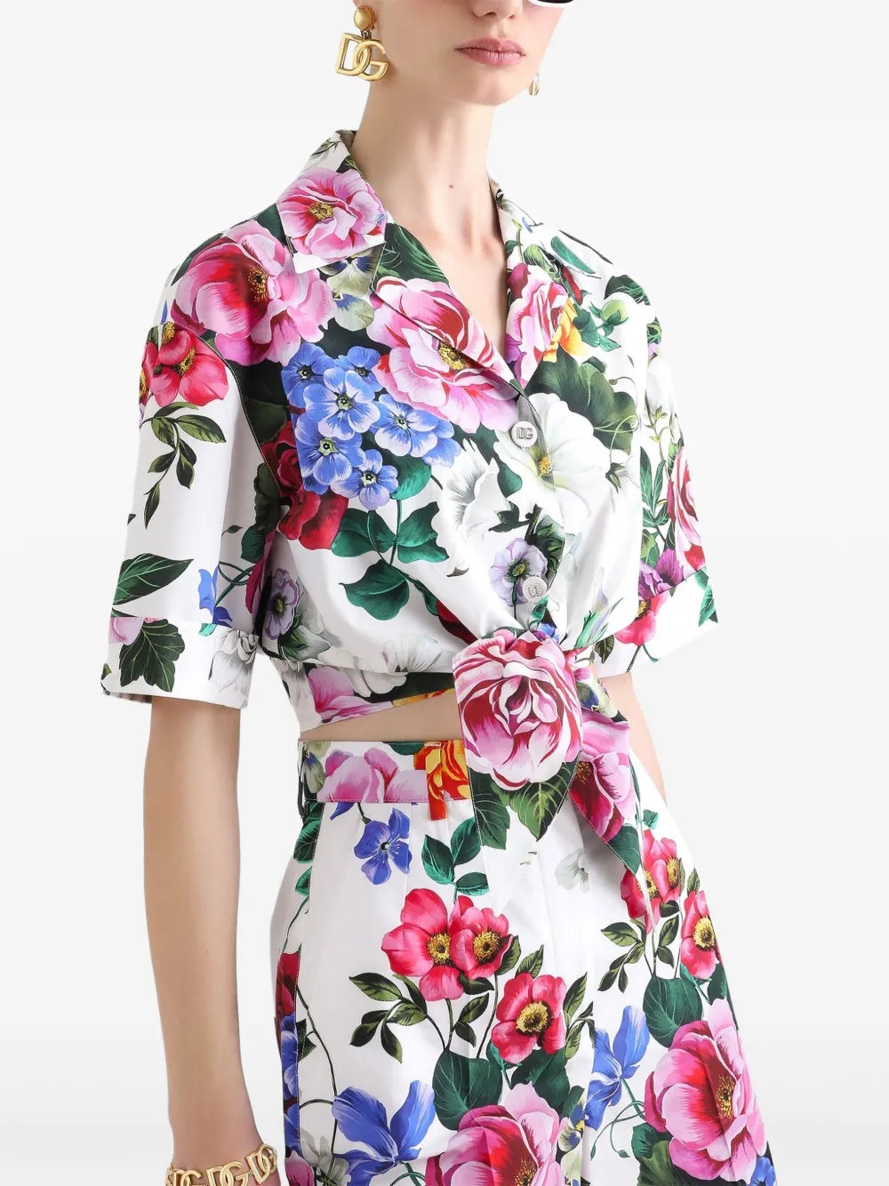 Shirt With Flower Print Bow - 3