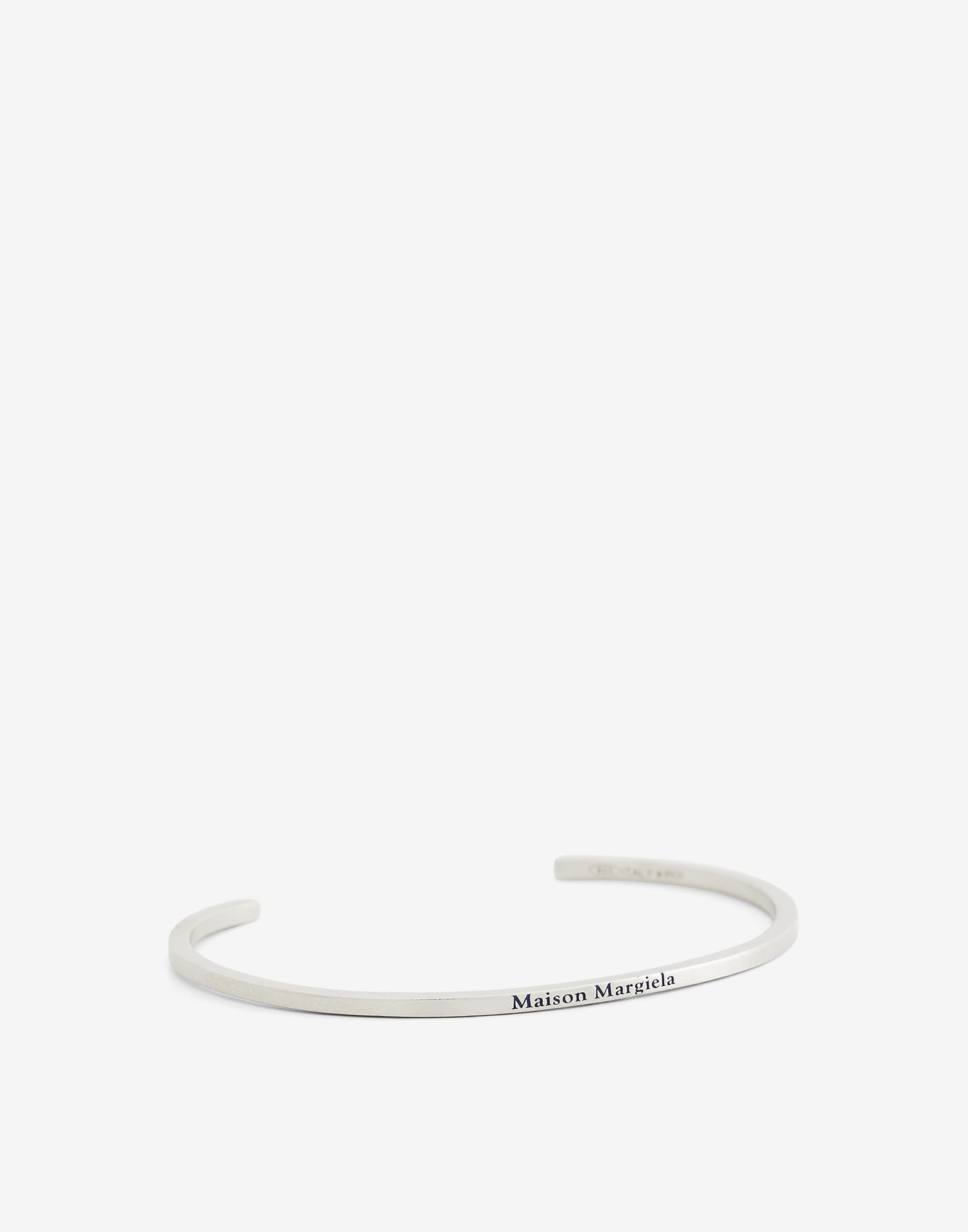 Logo engraved slim silver cuff - 2