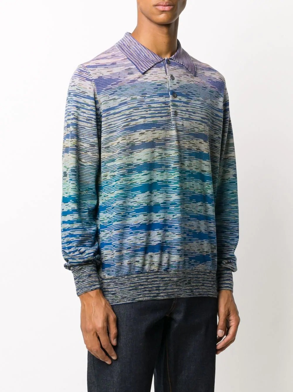 glitch stripe polo shirt - 3