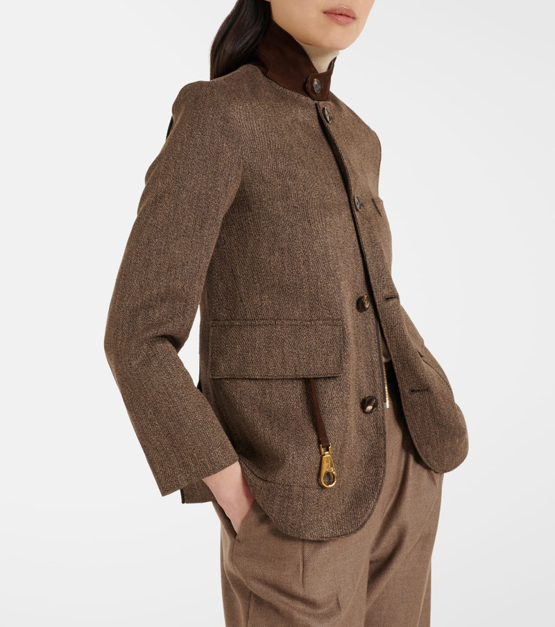 Loro Piana Suede-trimmed linen jacket outlook