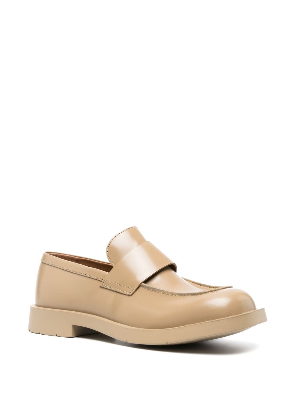 square-toe leather loafers - 2