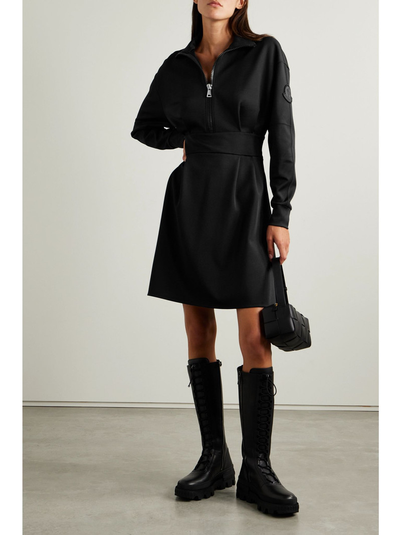 Moncler Pleated ponte mini dress Black outlook