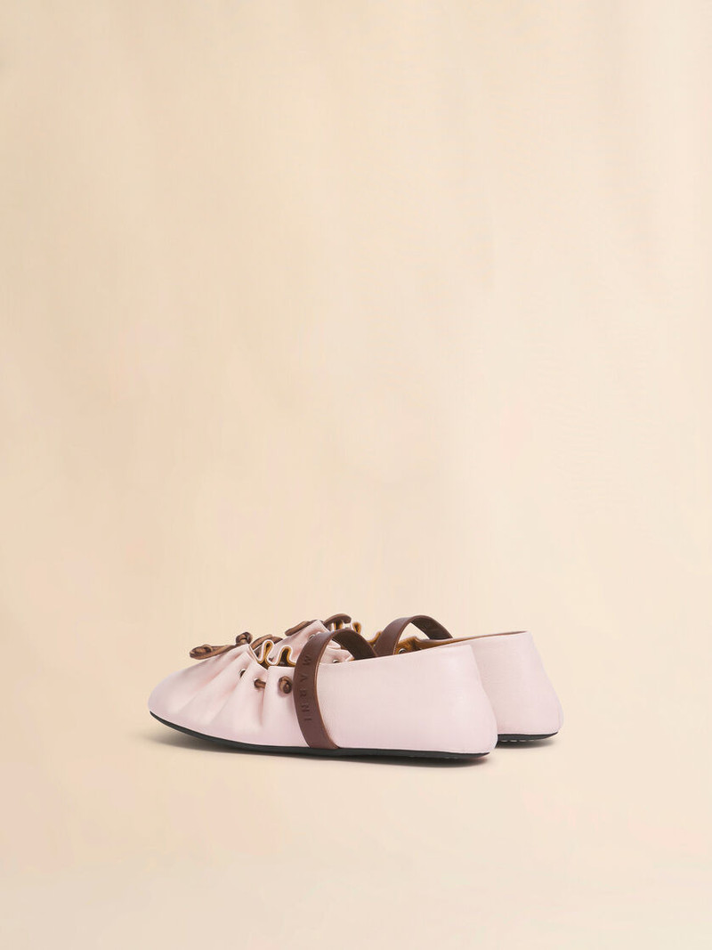 Marni PINK AND BROWN LEATHER MARY JANE SOFT BALLERINA outlook