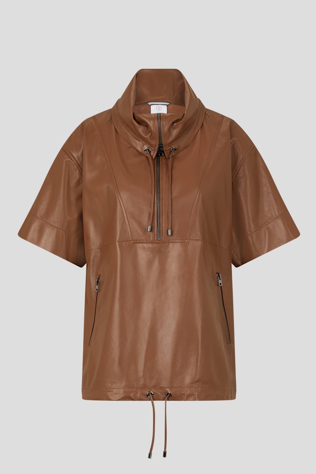 YOKO LEATHER CAPE IN COGNAC - 1