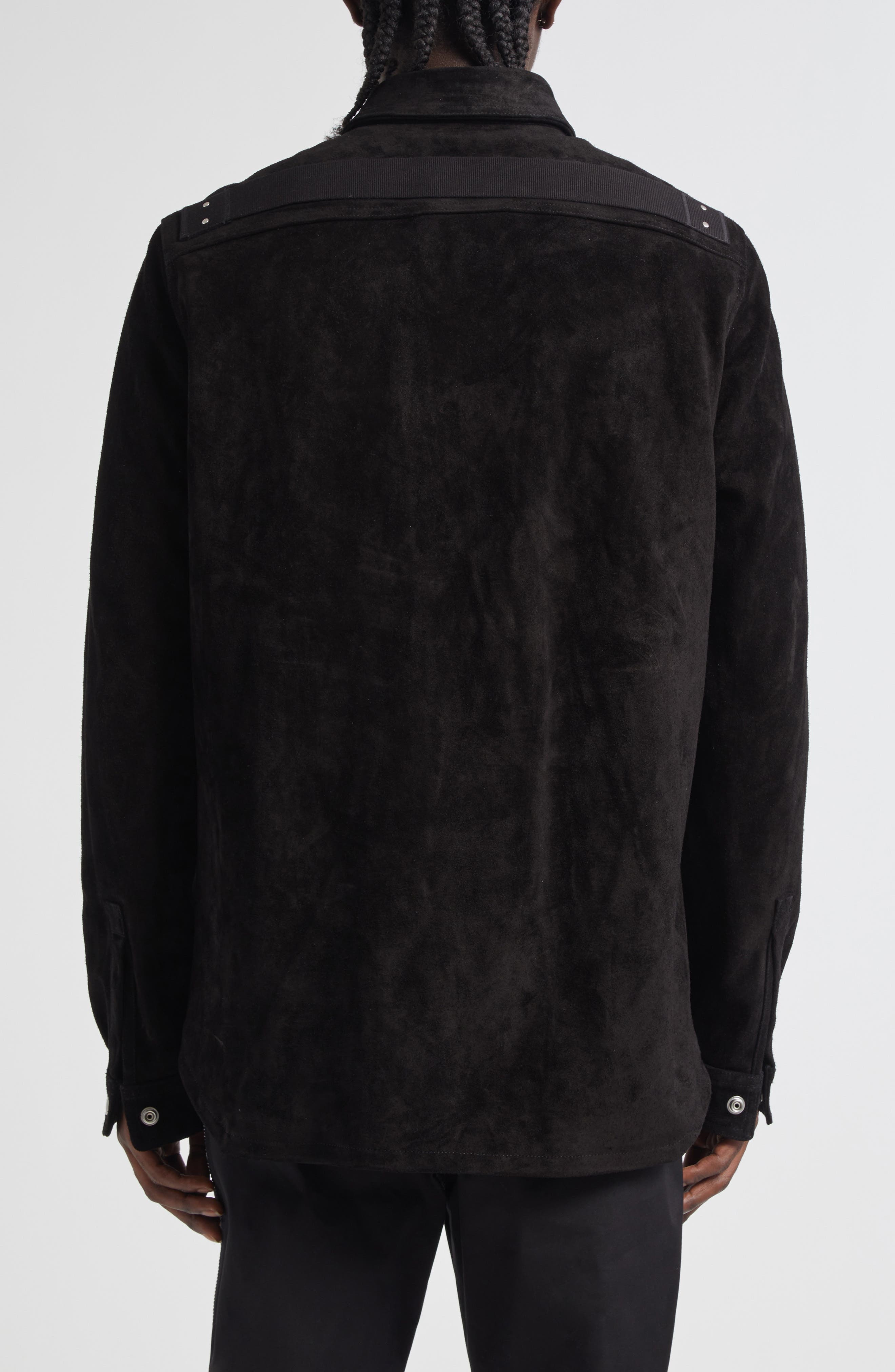 Rick Owens Suede Snap-Up Overshirt in Black at Nordstrom - 3