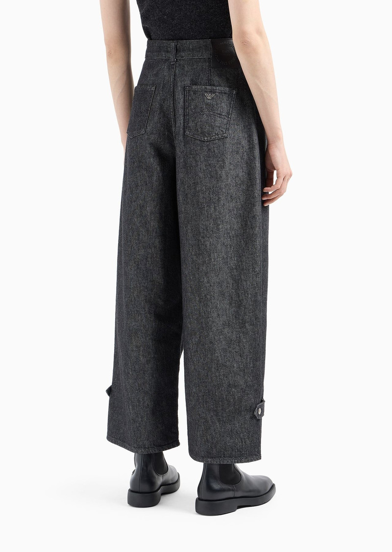 Icon high-waisted, wide-leg jeans with pleats in rinsed denim 3