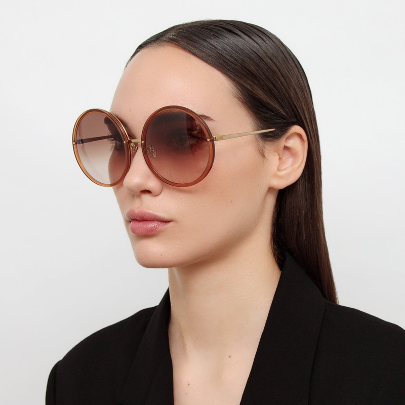 LINDA FARROW THE KEW | OVERSIZED SUNGLASSES IN BROWN FRAME (C34) outlook