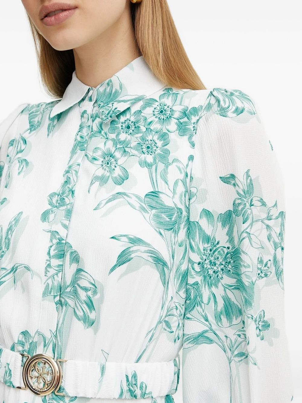floral-print belted midi dress - 5