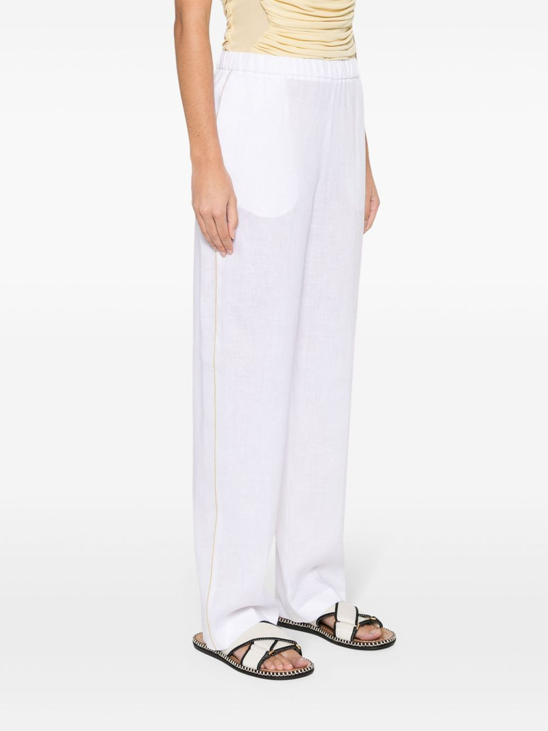 chambray pipe-trim tapered trousers 3