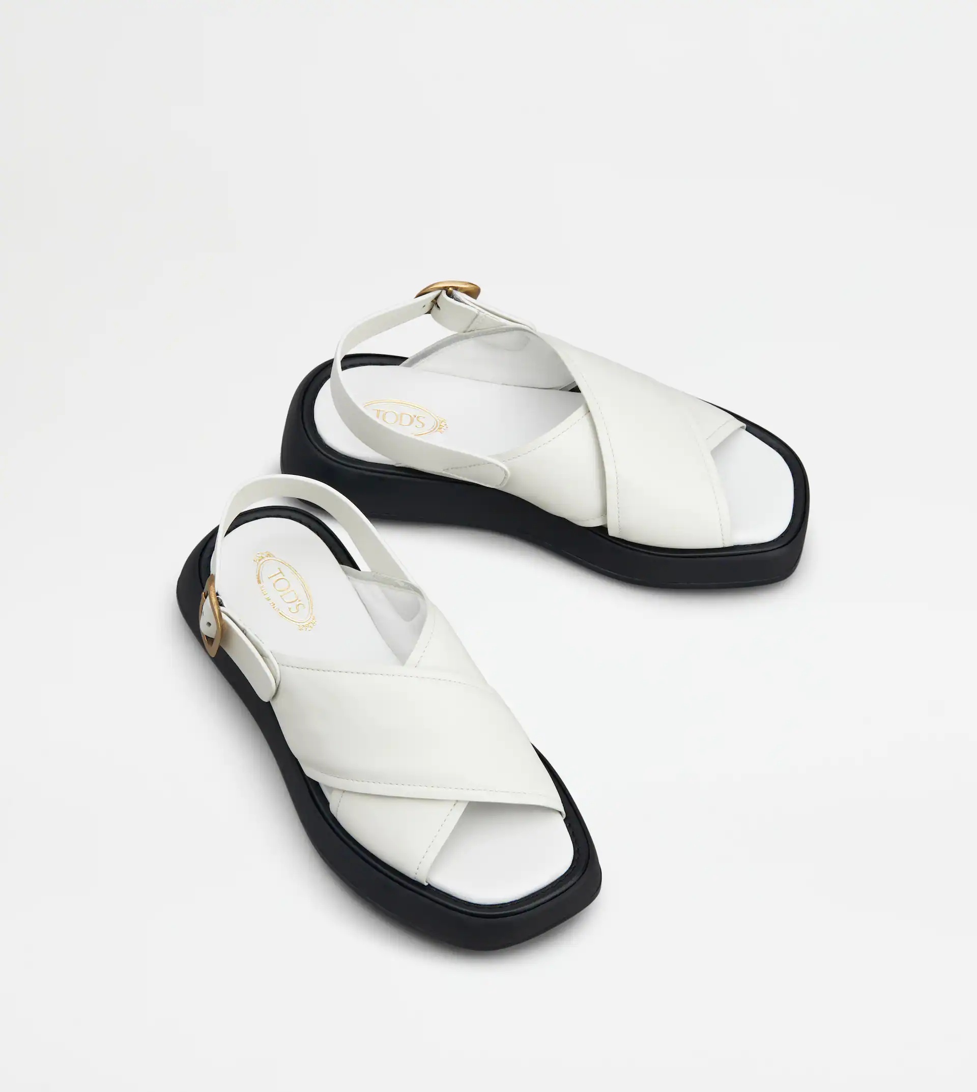 SANDALS IN LEATHER - WHITE - 2