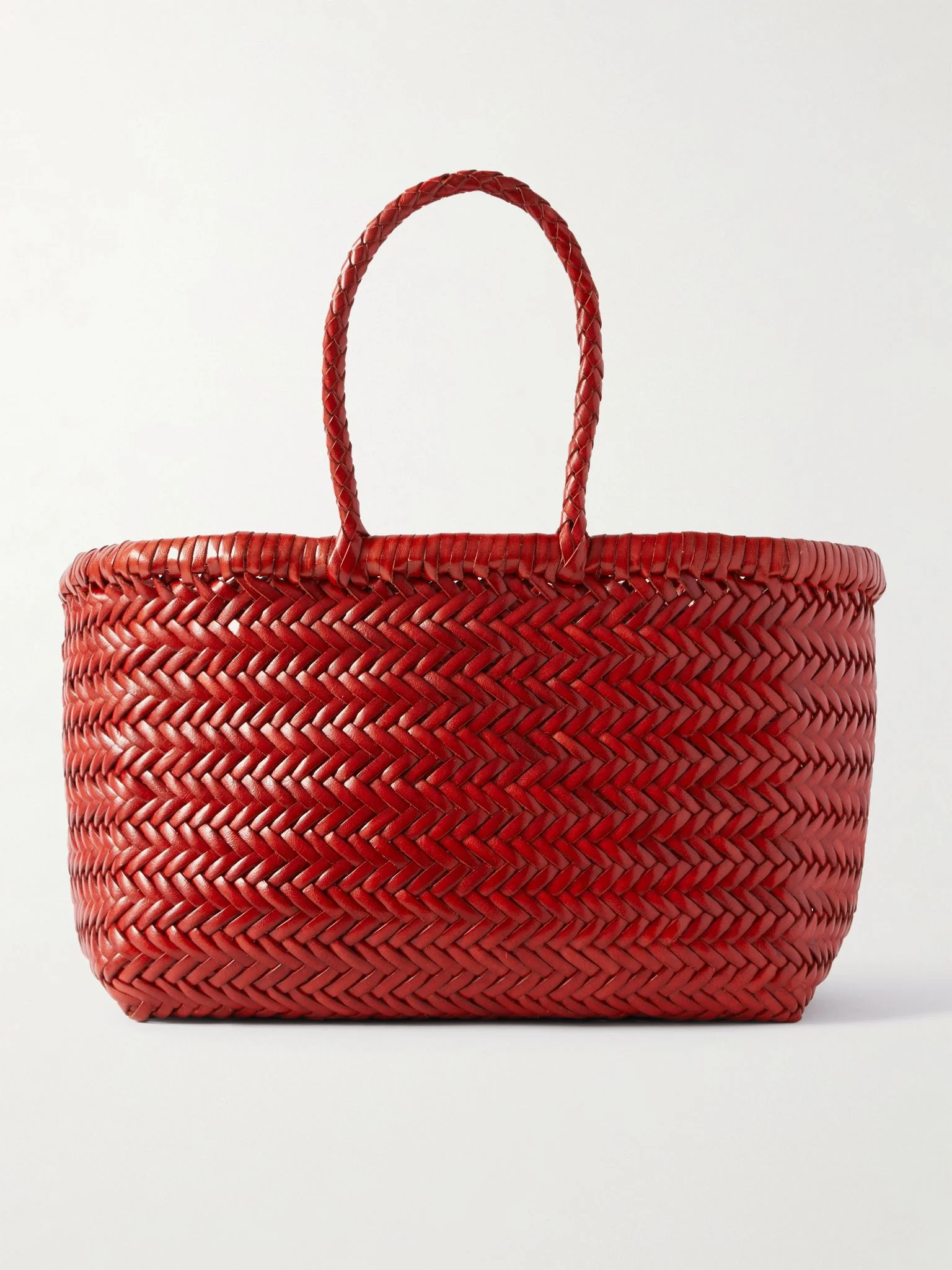 Bamboo Triple Jump small woven leather tote Red - 1