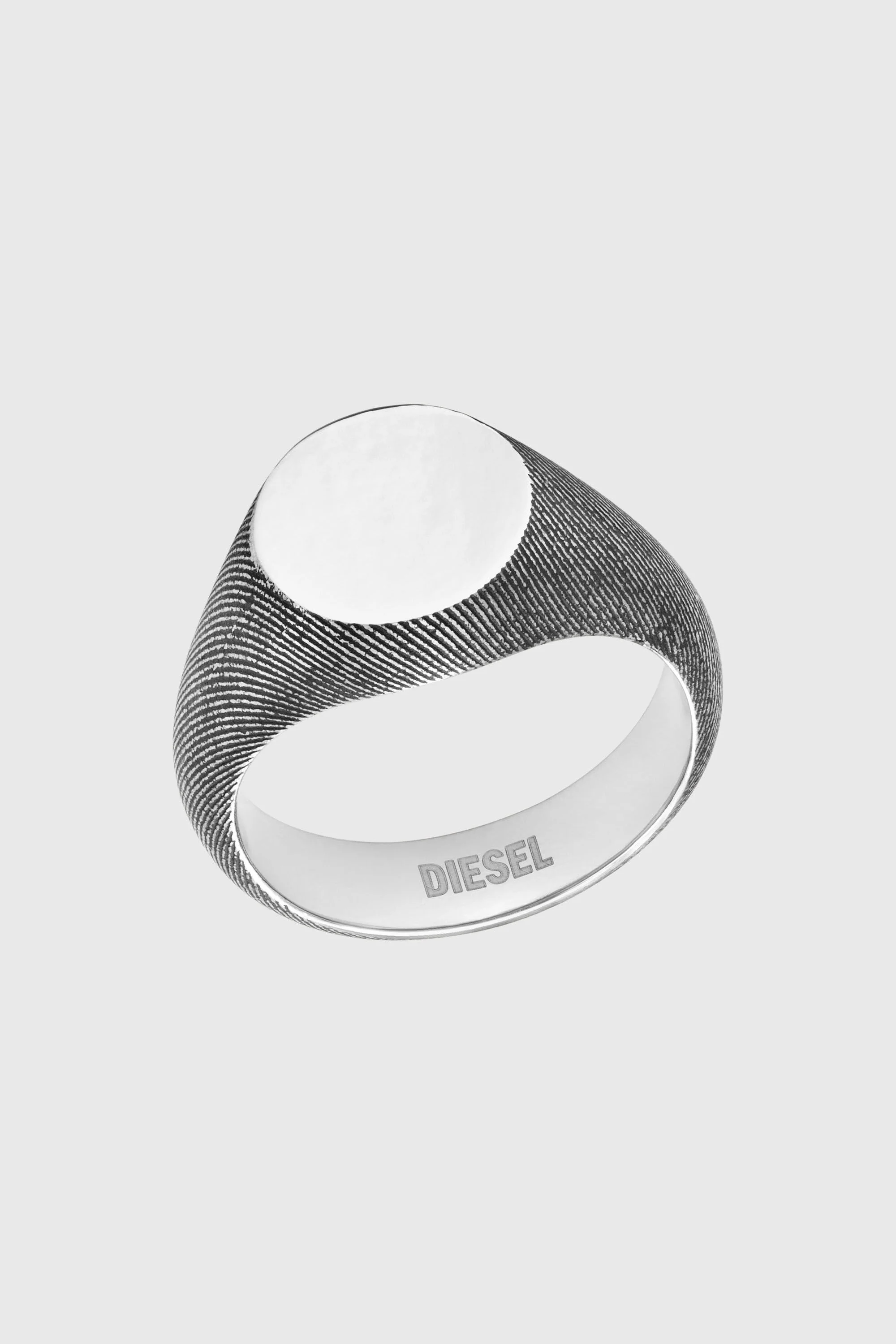 STAINLESS STEEL DENIM TEXTURE SIGNET RING - 1
