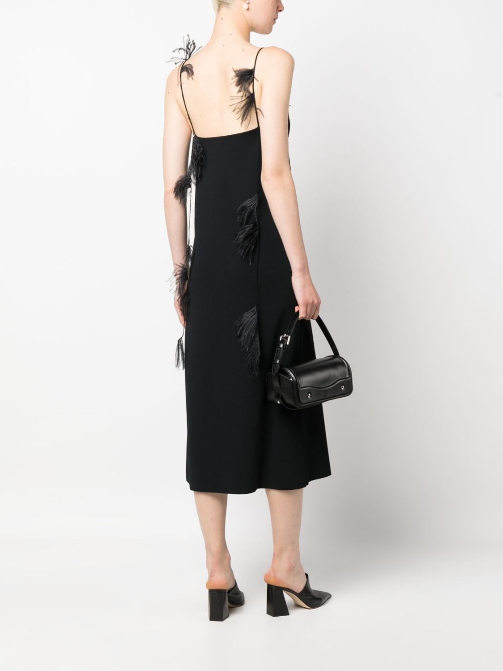 feather-trim slip dress - 2