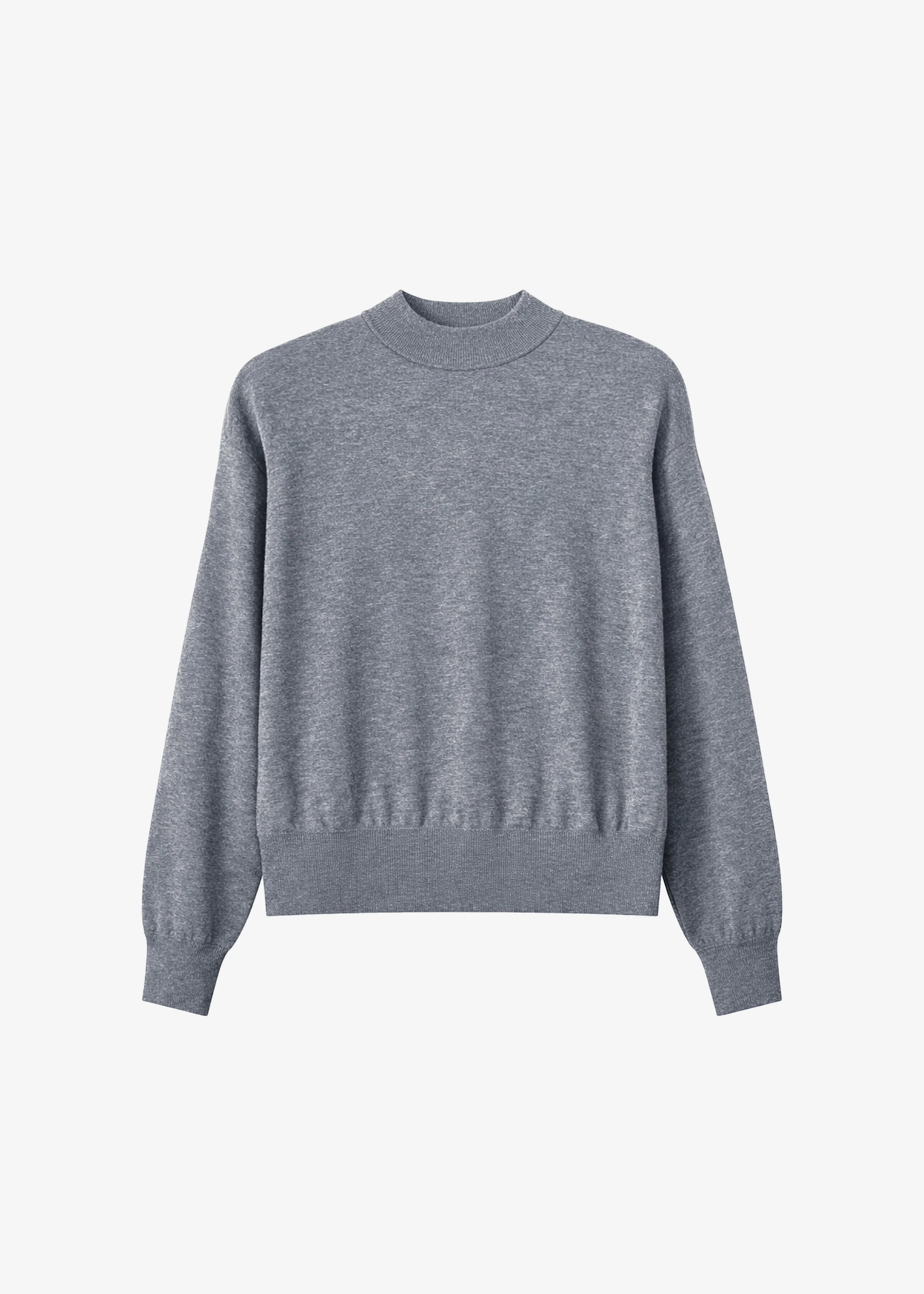 Rue Padded High Neck Sweater - Grey Melange - 1