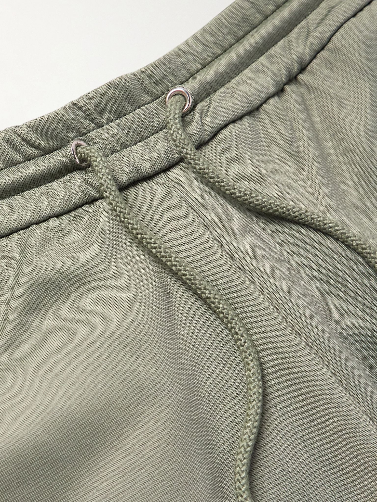 Straight-Leg Logo-Embroidered Herringbone-Striped Tech-Jersey Track Pants Green - 5